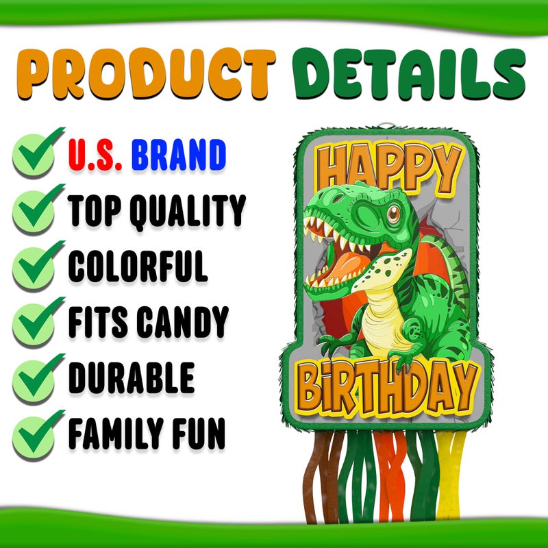 Jergrim Dinosaur Birthday Pinata, 4 Pc Set, T-Rex Jurassic Party Supply, Dino Parties Decor, Roar Pinatas, Birthday Games, Mexican PiÃ±ata De Dinosaurio Fits Pinata Stuffers And Dinosaurs Party Favor - Image 5