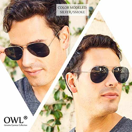 OWL Aviator Sunglasses (Silver-Frame-Smoke-Lens) OWL ®. - Image 3