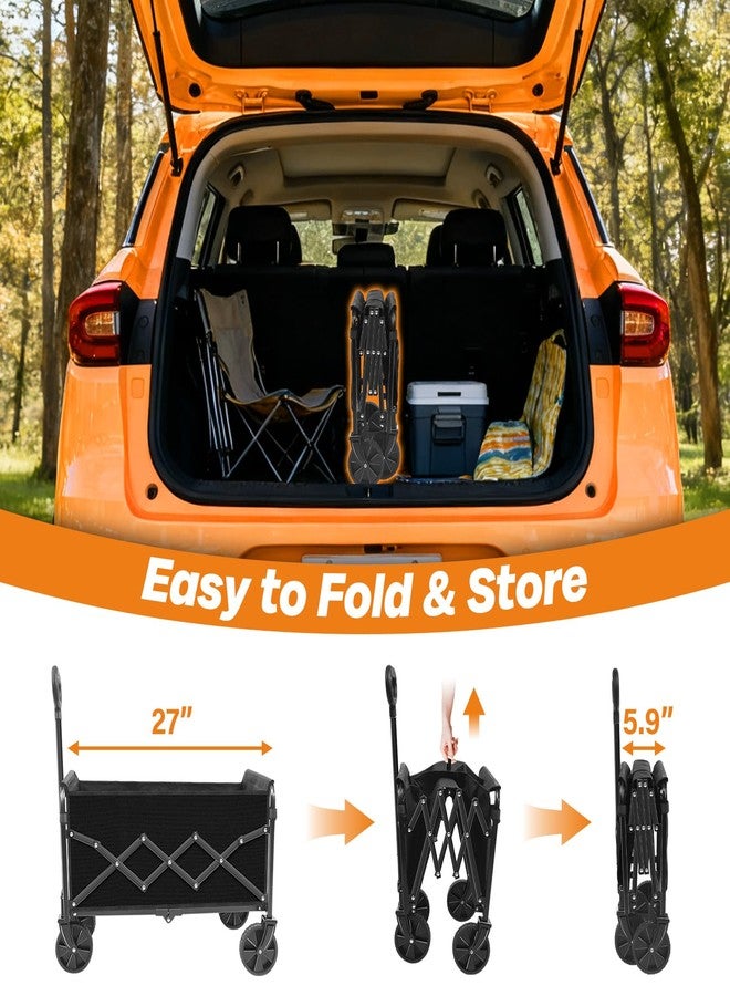 Exovyn Collapsible Wagons Carts Foldable, 360lbs Portable Folding Wagon Cart with Wheels, Foldable Wagon Cart Utility for Camping, Beach, Grocery, Shopping, Sports, Garden(Classic Black) - Image 3