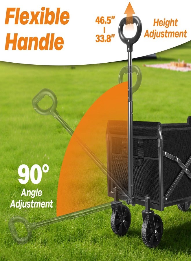 Exovyn Collapsible Wagons Carts Foldable, 360lbs Portable Folding Wagon Cart with Wheels, Foldable Wagon Cart Utility for Camping, Beach, Grocery, Shopping, Sports, Garden(Classic Black) - Image 4
