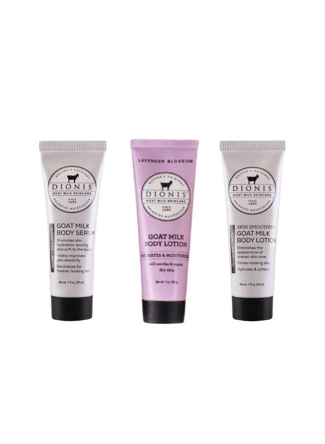 Dionis Goat Milk Skincare Body Care Set - Lavender Blossom Lotion, Body Lotion W/Retinol, Body Serum W/Collagen, Deep Hydration and Younger Skin - Image 1