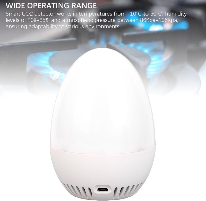 Precision polished solid material Smart CO2 Air Quality Meter, Infrared NDIR Technology Detector, WiFi Enabled Egg Shaped Design Meter with Temperature Humidity Testing, Ideal for Home, Office & School Indoor Use Simple practical structure Set product combo compatible Economical varied sizing picks Simple multi-feature universal build Reliable local delivery service Moisture proof Trendy flexible practical build Upgraded classic design Balanced weight Multi-source stock guarantee Diverse purchase options Nationwide delivery Precision made Suburban residential ship Wet anti slip All season compatible build Comfort grip Advanced compact design Nationwide courier network Stable domestic stock Multi-use upgraded craftsmanship Durability boosted processed material Tiered purchase options Affordable trusted craftsmanship - Image 2