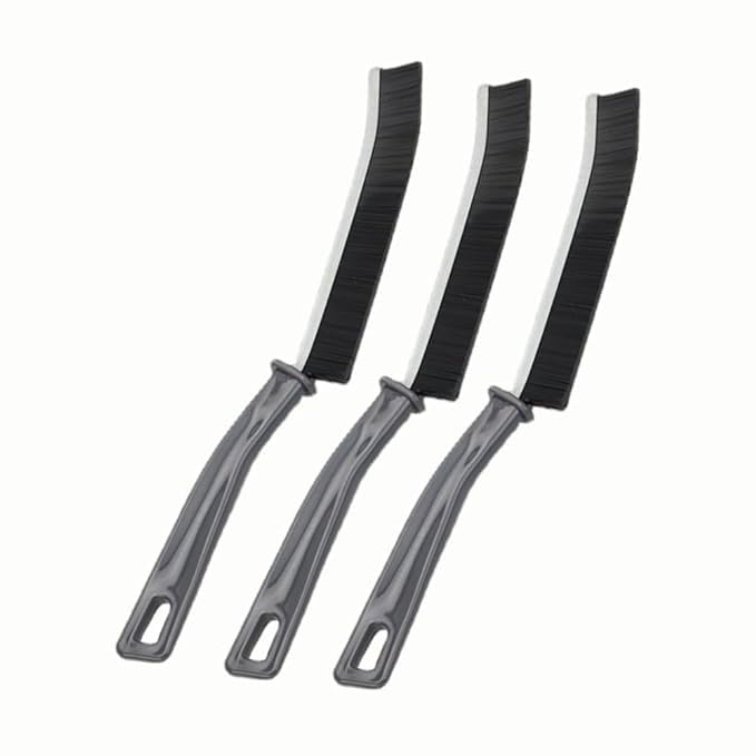 Kostech فرشاة تنظيف الفجوات البلاستيكية من كوستيك، فرشاة تنظيف الفجوات في الحمام، تنظيف الزوايا الميتة من بلاط الحمام والمطبخ، فتحات النوافذ، أدوات تنظيف عميقة متعددة الاستخدامات للأبواب والنوافذ (رمادي، 3)  - Image 1