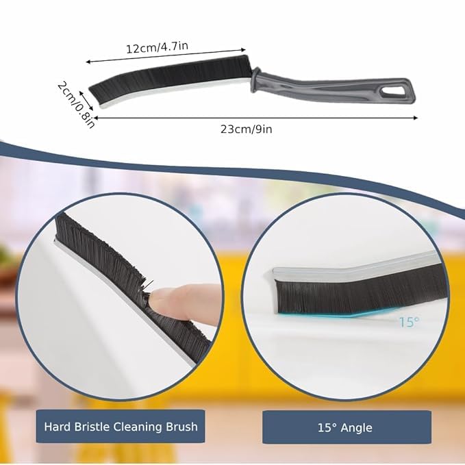 Kostech فرشاة تنظيف الفجوات البلاستيكية من كوستيك، فرشاة تنظيف الفجوات في الحمام، تنظيف الزوايا الميتة من بلاط الحمام والمطبخ، فتحات النوافذ، أدوات تنظيف عميقة متعددة الاستخدامات للأبواب والنوافذ (رمادي، 3)  - Image 2