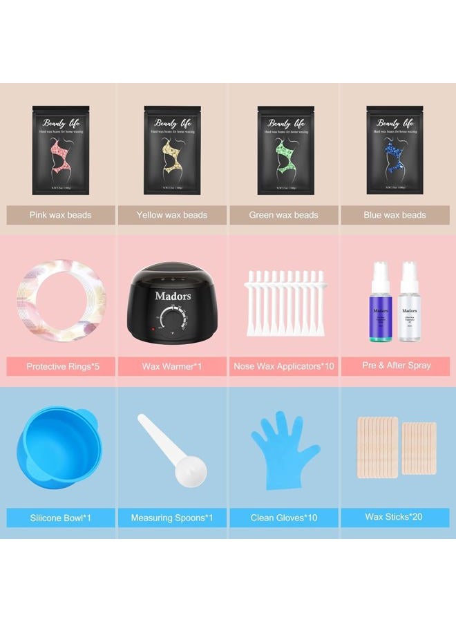 Madors Waxing Kit for Women Wax Warmer Hair Removal Kit with Intelligent Temperature Control Wax Machine and Hard Wax Beads - Image 2