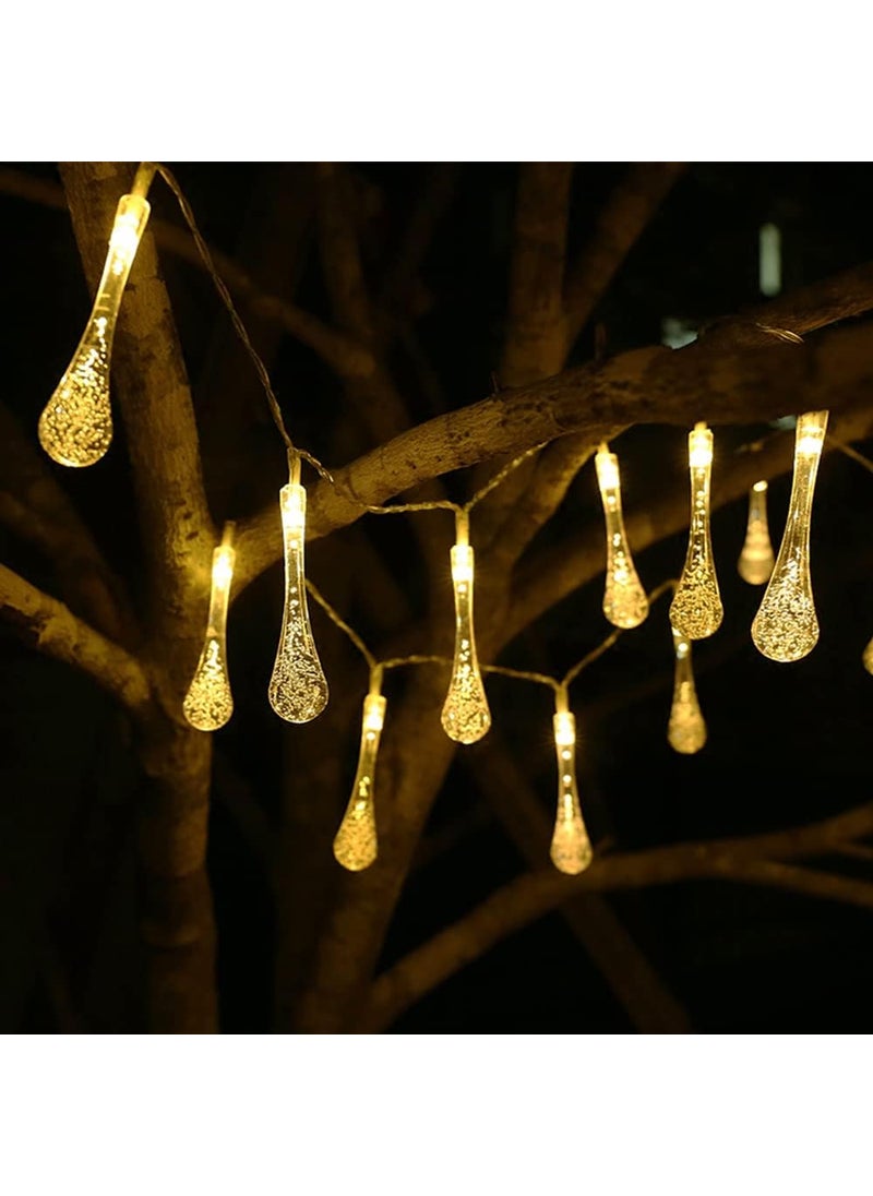 Generic Racoo Droplet Led Lights for Decoration 3 m 14 Led Water Drop Lights for Home Decoration Led Decorative Lights for Indoor Outdoor Water Drop Shape Led Lights Festive Wedding Eid Light  - Image 1
