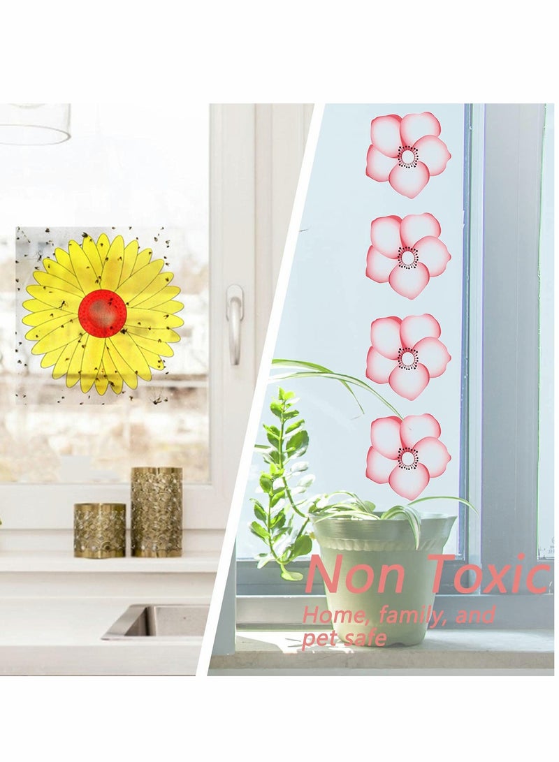 Floral Pattern Window Fly Traps, 30 PCS Sticky Fly Catcher for Indoor Houseflies & Gnats - Nontoxic & Pesticide-Free Fly Trap - Image 1