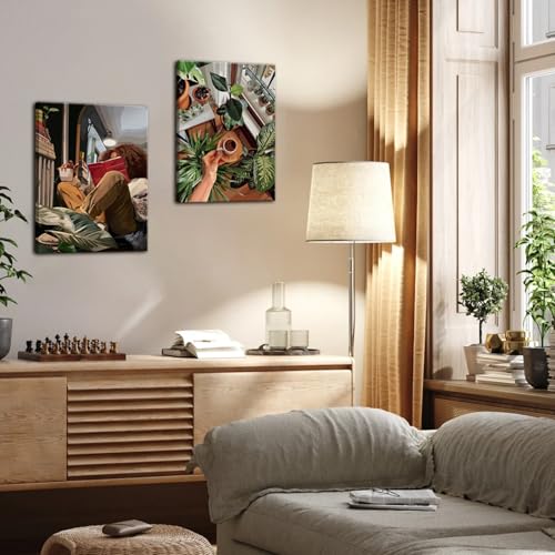 yulihaz Black Girl Reading Wall Art Fashion Spiritual Black Women Wall Decor Painting, Trendy Motivational African American Woman Poster Canvas Print Pictures for Bedroom Living Room 12x16 inch Framed - Image 5