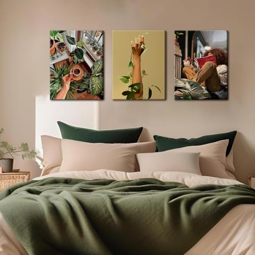 yulihaz Black Girl Reading Wall Art Fashion Spiritual Black Women Wall Decor Painting, Trendy Motivational African American Woman Poster Canvas Print Pictures for Bedroom Living Room 12x16 inch Framed - Image 4