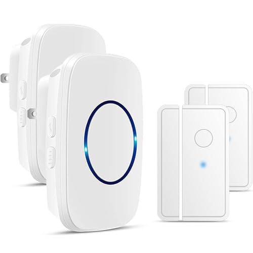Full House Door Chime When Door Opens FullHouse Door Sensor Wireless Entry Alarm with 1000ft Range 60 Chimes and 5 Volume Levels for BusinessStoreHomeOffice White 2 Sensor 2 Receiver - Image 1