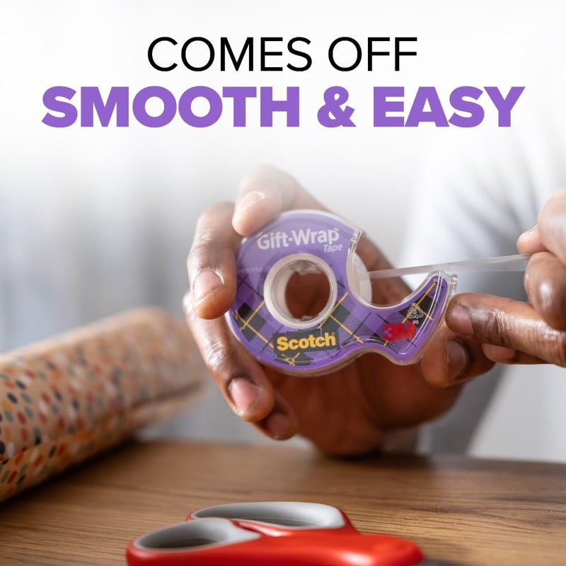 Scotch Gift Wrap Tape, Invisible, 3/4 in. x 600 in., 2 Tape Rolls with Dispensers - Image 4