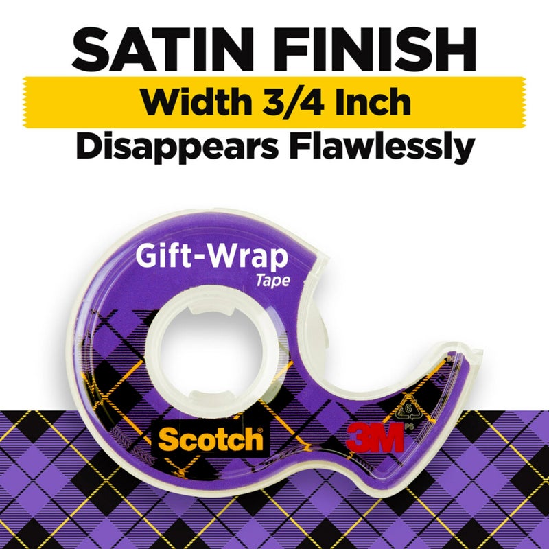 Scotch Gift Wrap Tape, Invisible, 3/4 in. x 600 in., 2 Tape Rolls with Dispensers - Image 2