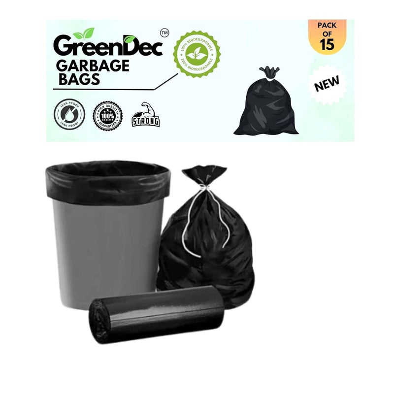 GreenDec Garbage Bags Size 19 X 21 Inches Medium 120 Bags 4 Rolls Dustbin BagTrash Bag Black Color - Image 1