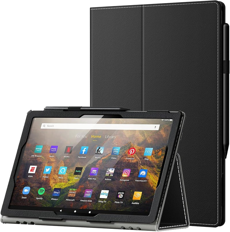 annapro Case for Amazon Kindle Fire HD 10 Tablet (13th/11th Generation, 2023/2021 Release) & Fire HD 10 Plus Tablet - Slim Folding Stand Folio Cover with Auto Wake/Sleep and Hand Strap, Black - Image 1