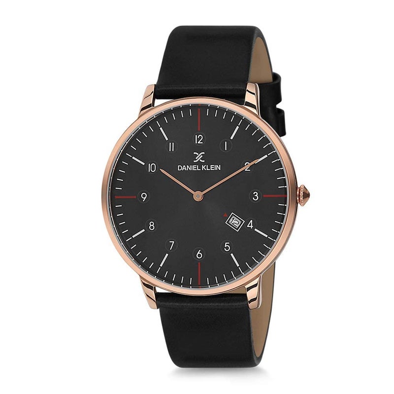 Daniel Klein Leather Analog Gun Black Dial Men's Watch-Dk11642-4 - Image 2