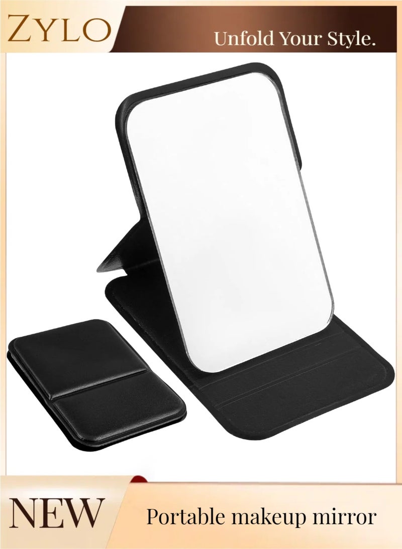 زيلو مرآة صغيرة قابلة للطي محمولة للسفر من مادة البولي يوريثان قابلة للتعديل مع حامل - Image 1