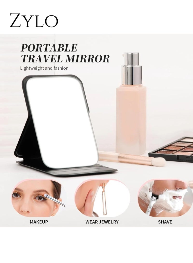 زيلو مرآة صغيرة قابلة للطي محمولة للسفر من مادة البولي يوريثان قابلة للتعديل مع حامل - Image 5