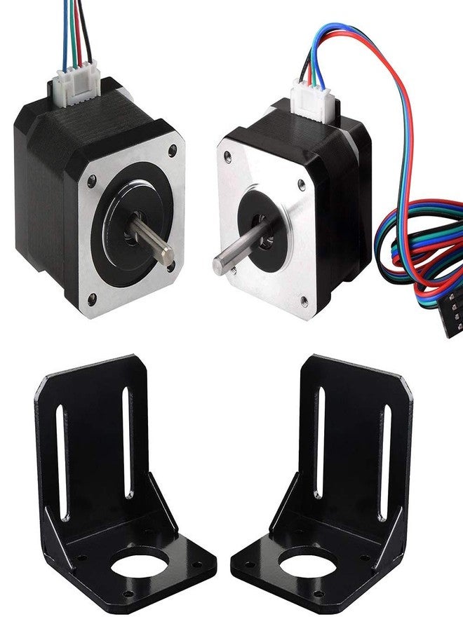 ريس 52 طقم طابعة ثلاثية الأبعاد احترافية REES52 CNC، محركان متدرجان Nema 17 بقوة 1.7 أمبير وعزم دوران 59 نيوتن.سم (84 أونصة.بوصة) وطول 47 مم مع كابلين للمحرك المتدرج ثنائي القطب + قطعتين من دعامات التثبيت على شكل حرف L مع براغي - Image 1