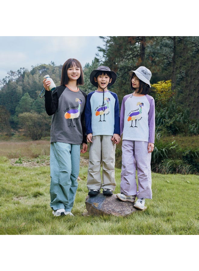 Ebaer Children's Long-sleeve T-shirt For Spring And Autumn, New Style Pure Cotton Top Undershirt Cartoon Parent-child Design, Dove Gray, Size 130 - Image 1