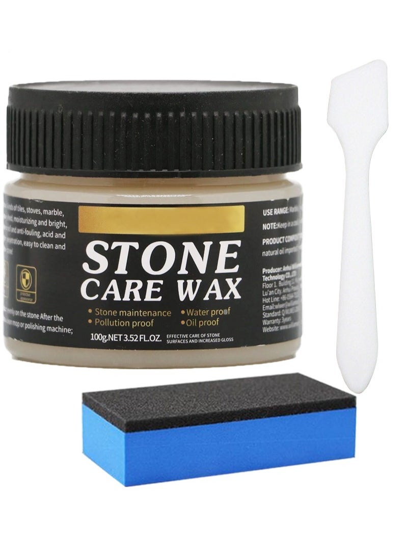 Aikanbo Polishing Wax for Marble,Stone Care Wax Ceramic Paste with Sponge and Spoon,Protective Stone Maintenance Style Polishing Wax for Floor  - Image 1