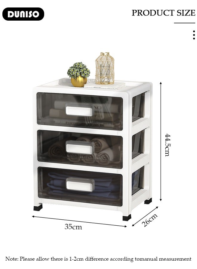 DUNISO 3 Layers Drawer Storage Cabinet Drawer Plastic Containers Box with Wheels 35CM Wide Slit Cabinet Drawer Unit Multipurpose Drawer Storage Organizer for Kitchen Bedroom Bathroom and Living Room - Image 2