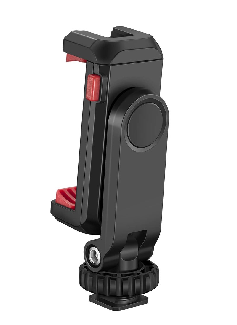 Generic - Adjustable Cell Phone Tripod Mount Adapter with Dual Cold Shoe Holders, 360° Rotatable Rubber Pad Clip for iPhone and Samsung, Perfect for Video Live Streaming and Vlogging Rig. - Image 1