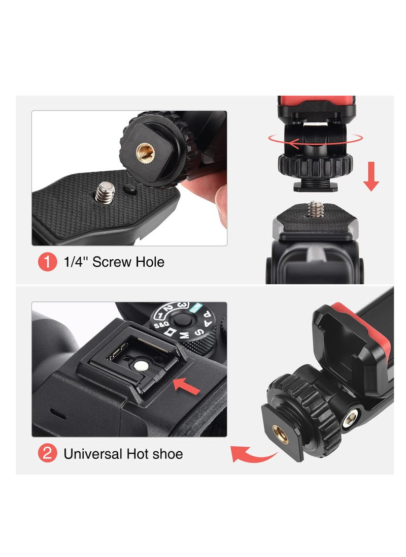 Generic - Adjustable Cell Phone Tripod Mount Adapter with Dual Cold Shoe Holders, 360° Rotatable Rubber Pad Clip for iPhone and Samsung, Perfect for Video Live Streaming and Vlogging Rig. - Image 1