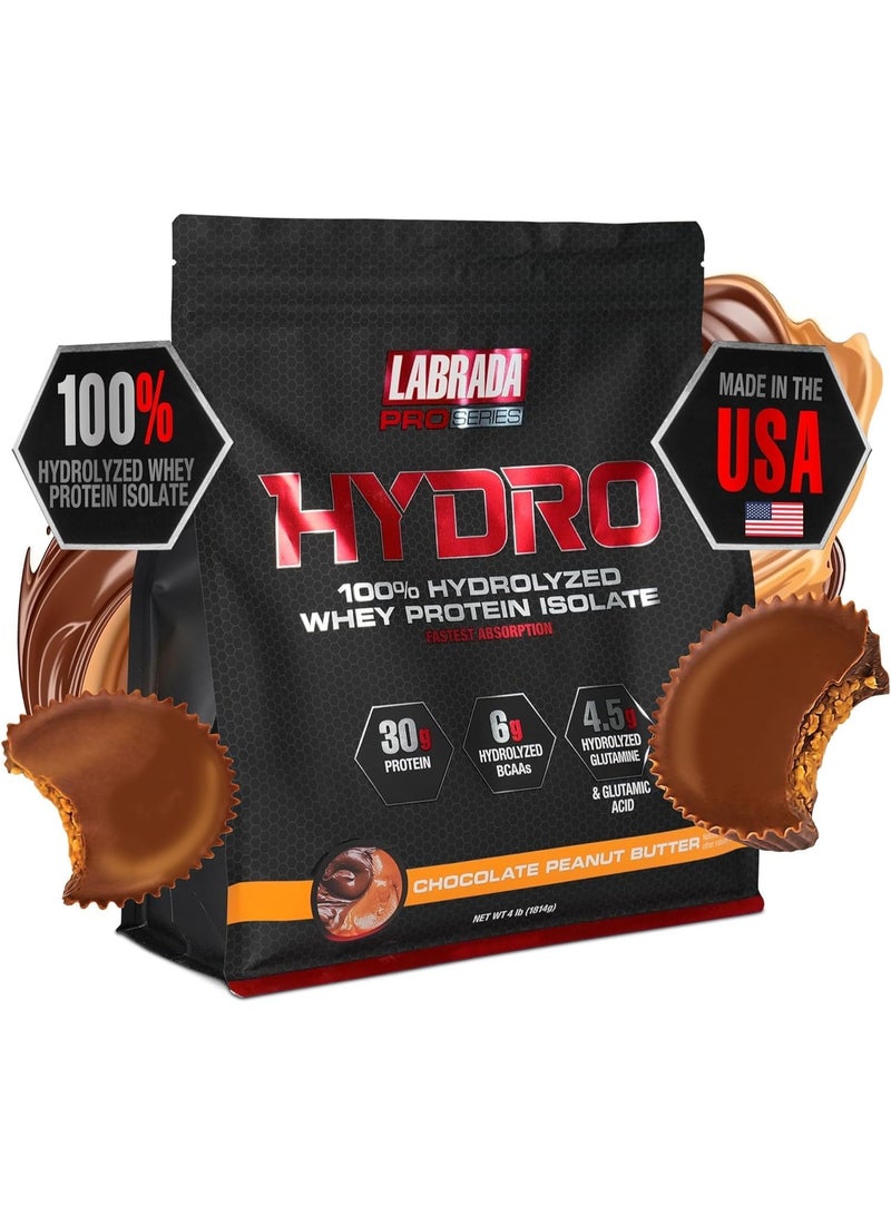 Labrada Hydro 100% Pure Hydrolyzed Whey Protein Isolate 4lb Peanut Butter - Image 1