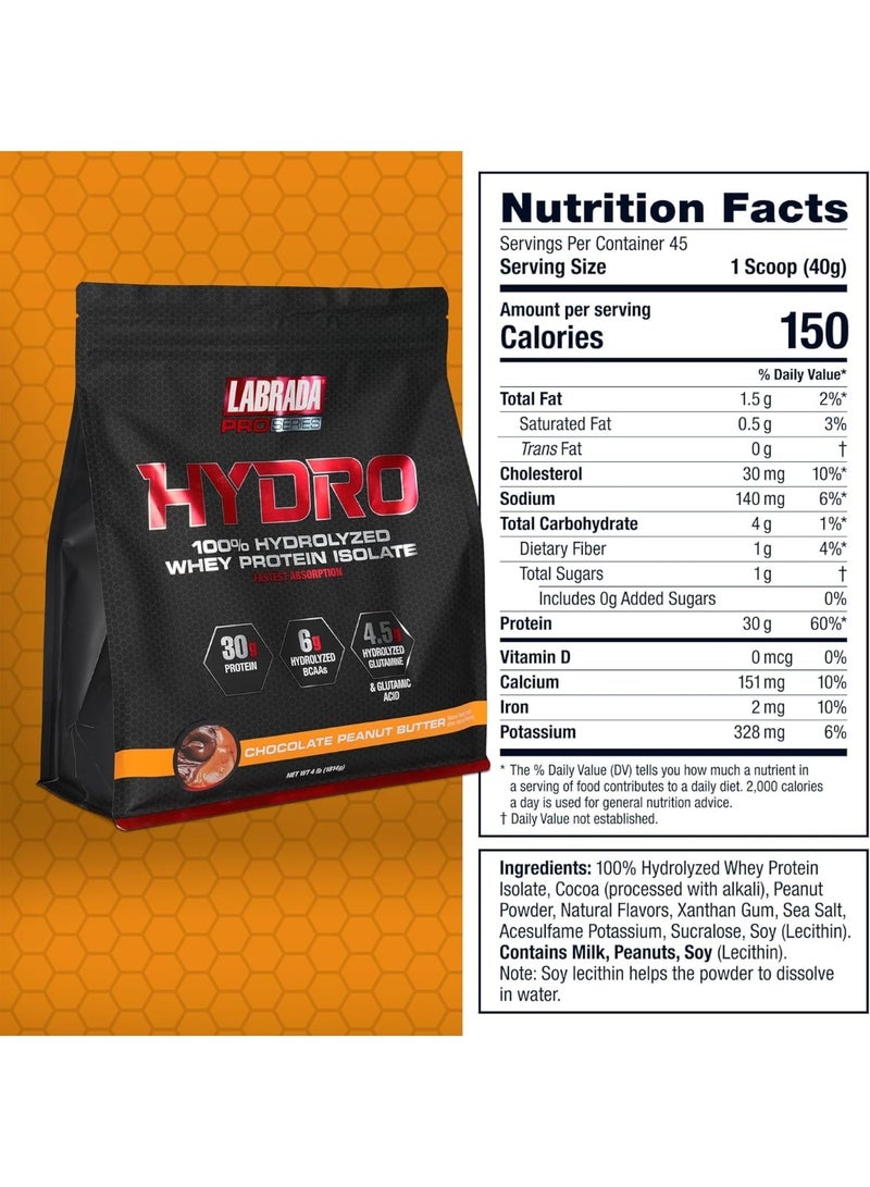 Labrada Hydro 100% Pure Hydrolyzed Whey Protein Isolate 4lb Peanut Butter - Image 3
