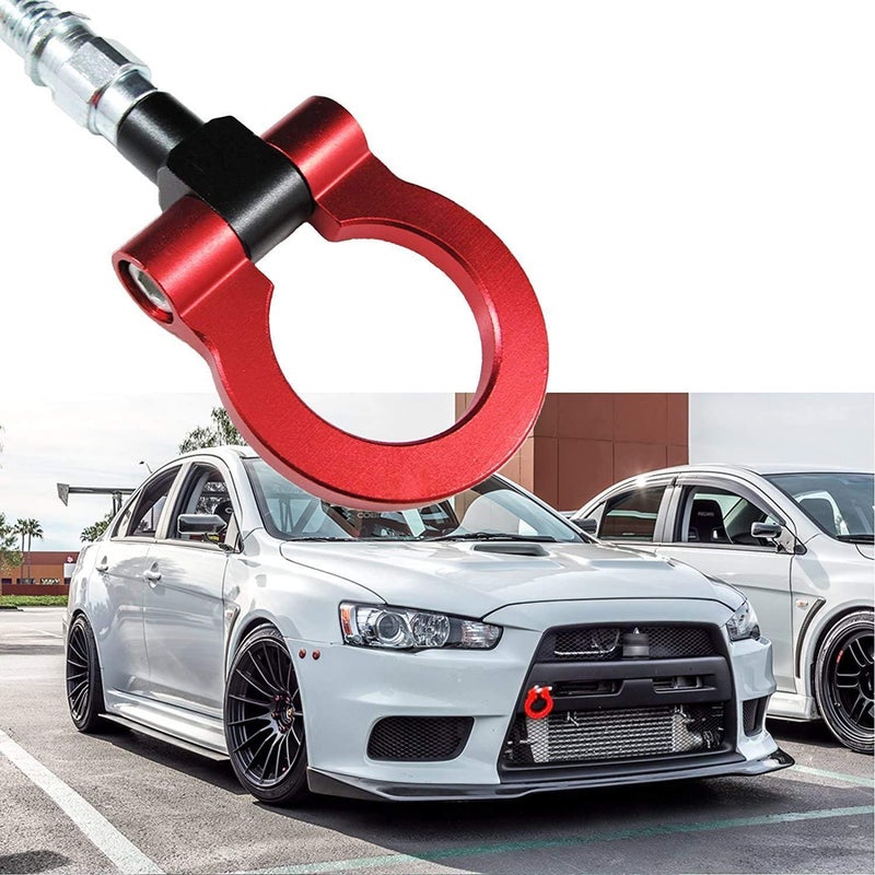Generic Xotic Tech JDM Sport Track Racing Style CNC Aluminum Screw-on Tow Hook Compatible with Mitsubishi 2008-2016 Lancer Evolution Evo X 10 Front Rear Bumper (Red) - Image 1