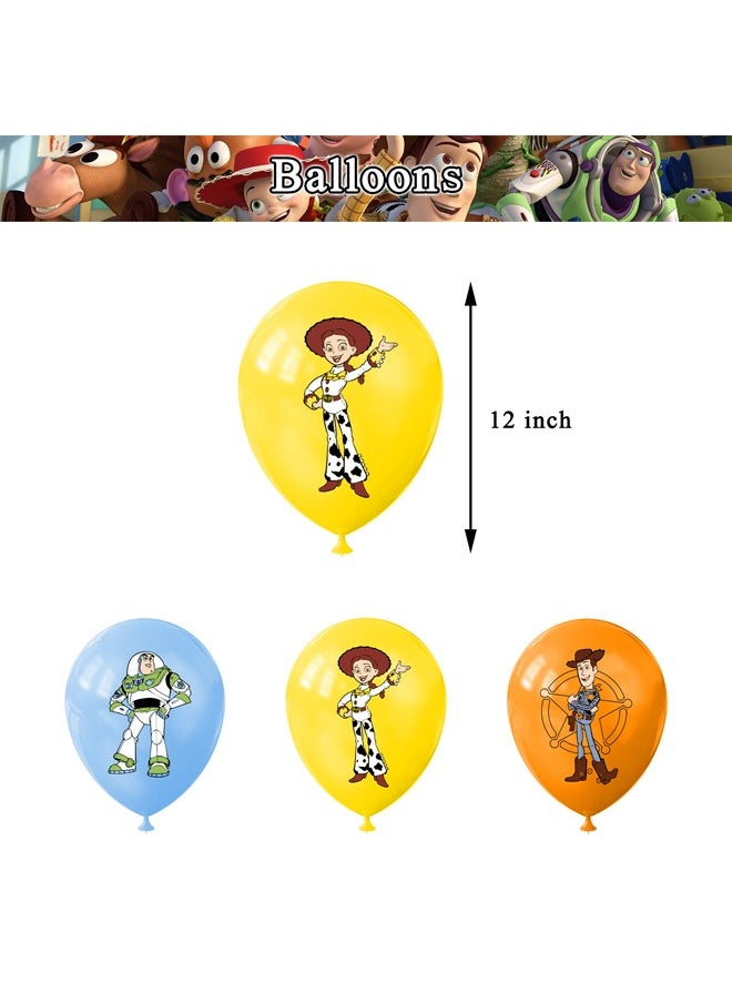 Zeemey - Toy Story Theme Balloon Set with Happy Birthday Banner,Cake Topper,Hanging Spins,Perfect for Graduation Baby Shower Birthday Bachelorette Party Backdrop Decoration,Suitable for Indoor and Outdoor - Image 1