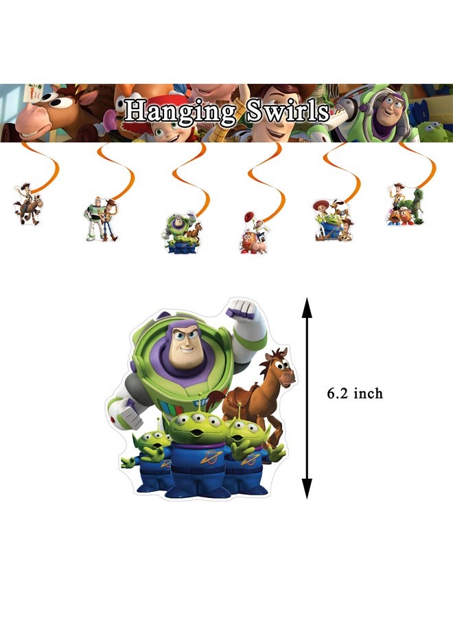 Zeemey - Toy Story Theme Balloon Set with Happy Birthday Banner,Cake Topper,Hanging Spins,Perfect for Graduation Baby Shower Birthday Bachelorette Party Backdrop Decoration,Suitable for Indoor and Outdoor - Image 1