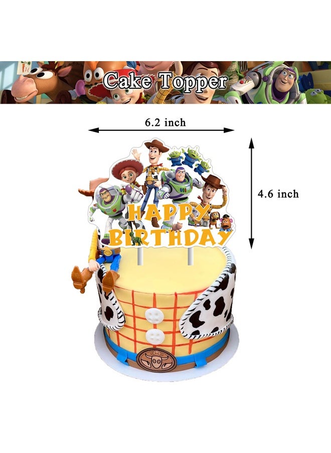 Zeemey - Toy Story Theme Balloon Set with Happy Birthday Banner,Cake Topper,Hanging Spins,Perfect for Graduation Baby Shower Birthday Bachelorette Party Backdrop Decoration,Suitable for Indoor and Outdoor - Image 1
