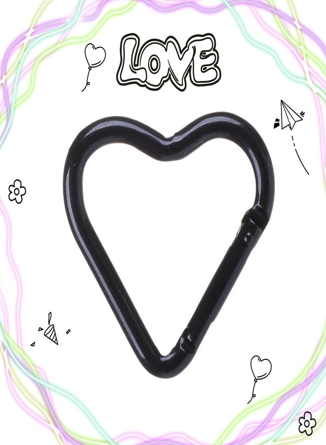 Vagocom 4Pcs Heart Shaped Keychain Clip,1.7Inch Aluminum Alloy Spring Snap Heart Key Ring Hook(Black) - Image 4