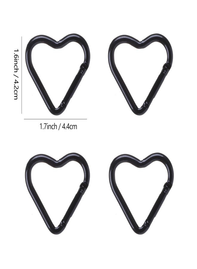 Vagocom 4Pcs Heart Shaped Keychain Clip,1.7Inch Aluminum Alloy Spring Snap Heart Key Ring Hook(Black) - Image 2