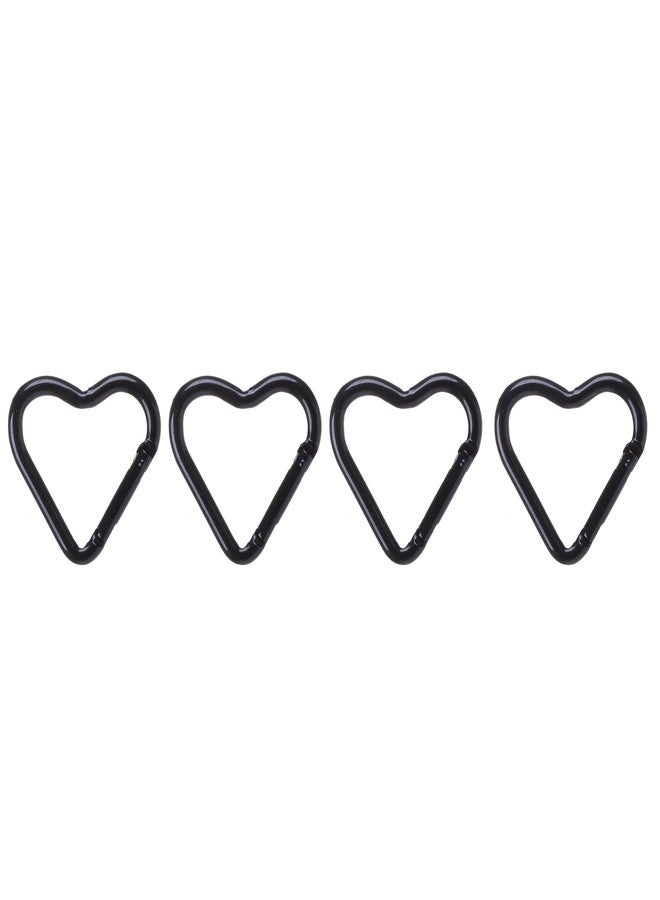 Vagocom 4Pcs Heart Shaped Keychain Clip,1.7Inch Aluminum Alloy Spring Snap Heart Key Ring Hook(Black) - Image 1