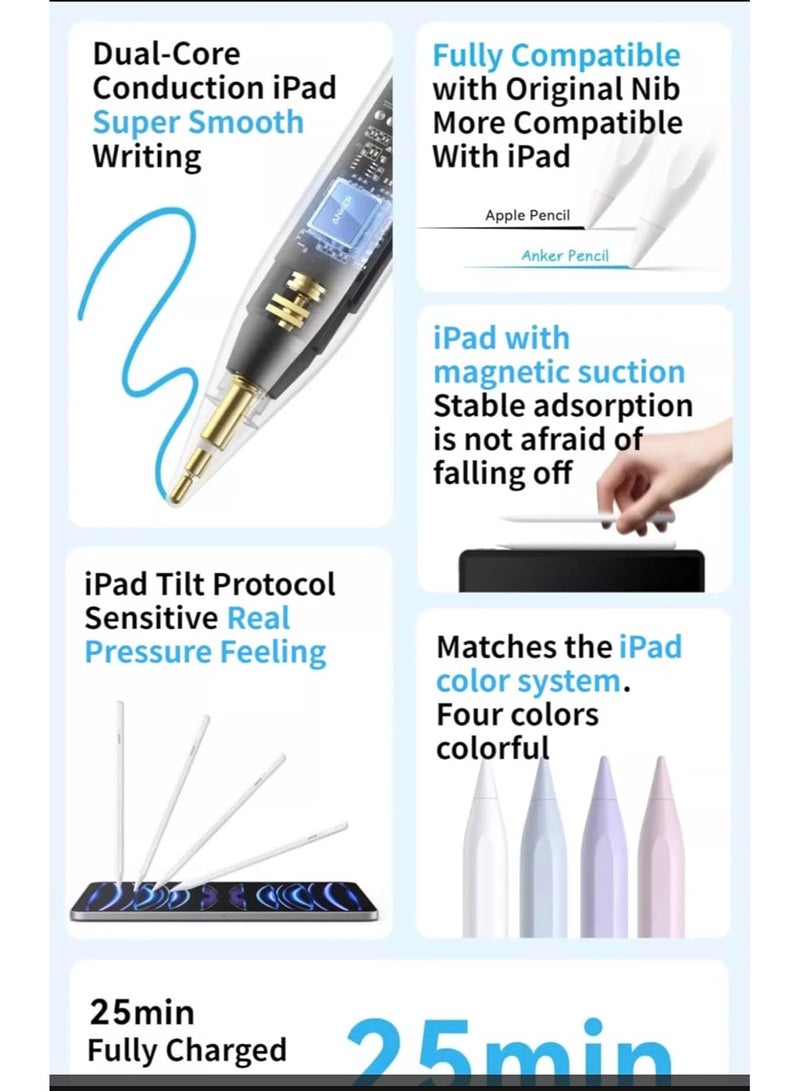 Anker Capacitive Stylus Pen for iPad, iPad Pro, Air & Mini – Precise Drawing and Writing Pen for Touch Screens (Purple) - Image 2