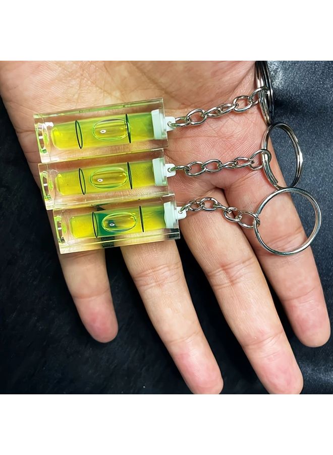 Green Bubble Level Keychain Square Spirit Level Portable Acrylic Measuring Tool - Image 1