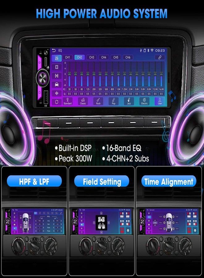 AKAMATE نظام ستيريو لاسلكي أحادي DIN يدعم CarPlay: راديو بشاشة لمس لاسلكية 6.5 بوصة يعمل بنظام Android Auto للسيارة - شاشة بلوتوث مدمجة، 300 واط، 4.2 قناة، مخرجان لمضخم الصوت، منفذ USB من النوع C للشحن السريع، عجلة قيادة قابلة للتعديل - Image 4