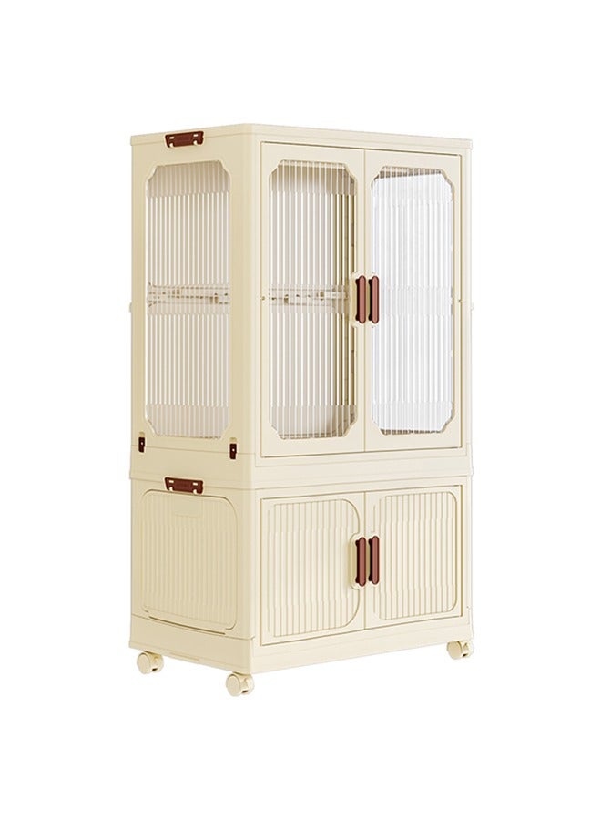 Generic Large-Capacity Storage Cabinet, Foldable Drawer Shelves With 360° Rotating Wheels, Easy To Clean And Move  - Image 1
