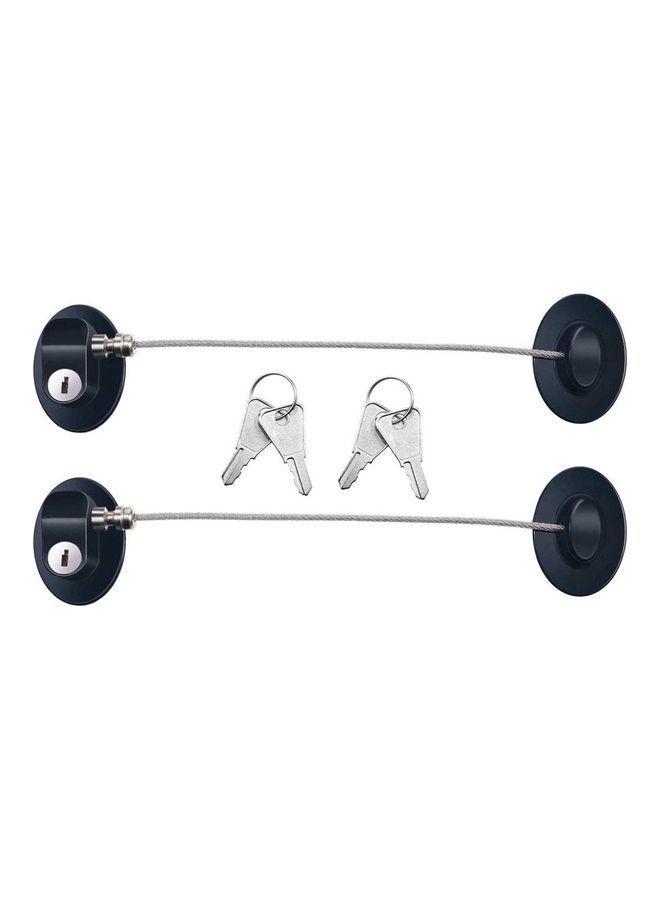 NIBEMINENT 2-Piece Refrigerator Door Lock With 4 Keys Black - Image 1