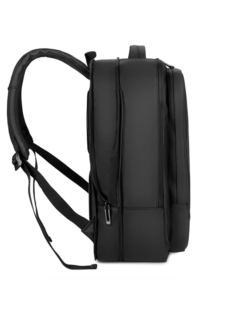 Hike Black Premium Durable Shoulder Backpack Water Resistant Two-Way Loader Expandable Casual Daypack with Built in USB Port for Men and Women, HK1905-BLACK  | Best Price UAE