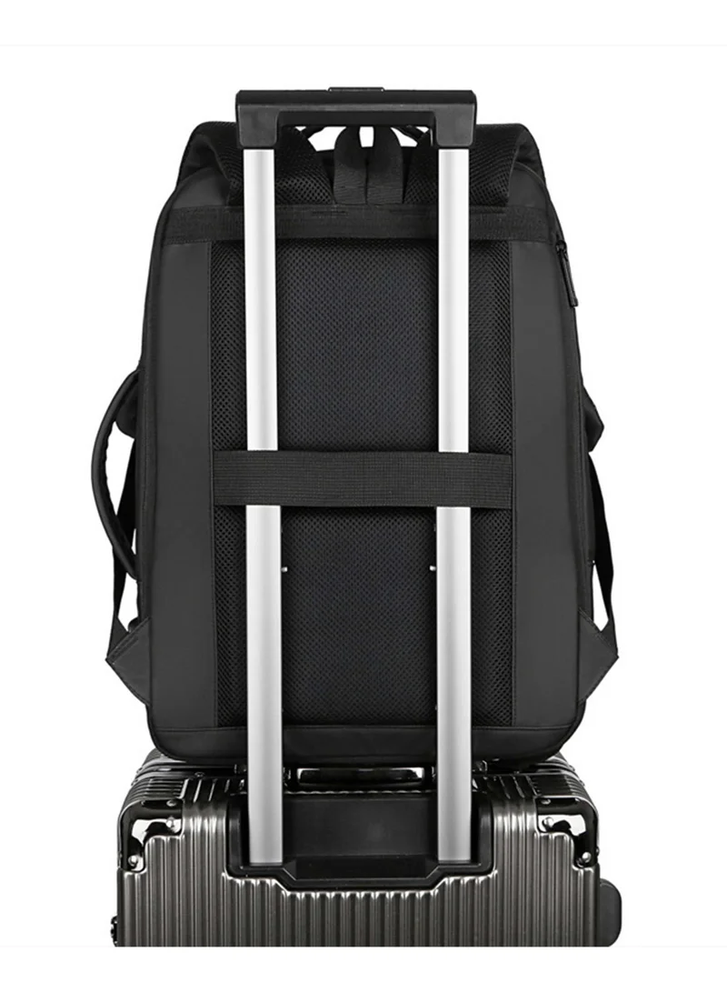 Hike Black Premium Durable Shoulder Backpack Water Resistant Two-Way Loader Expandable Casual Daypack with Built in USB Port for Men and Women, HK1905-BLACK  | Best Price UAE