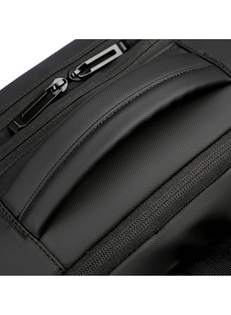 Hike Black Premium Durable Shoulder Backpack Water Resistant Two-Way Loader Expandable Casual Daypack with Built in USB Port for Men and Women, HK1905-BLACK  | Best Price UAE