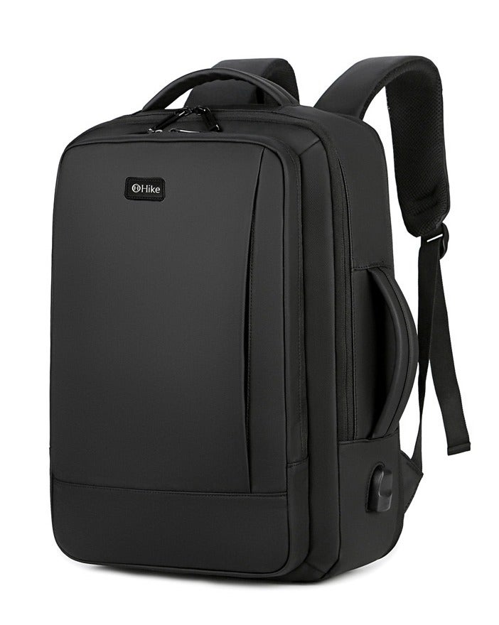 هايك Hike Premium Durable Shoulder Backpack Water Resistant Two-Way Loader Expandable Casual Daypack with Built in USB Port for Men and Women, HK1905-BLACK - Image 1