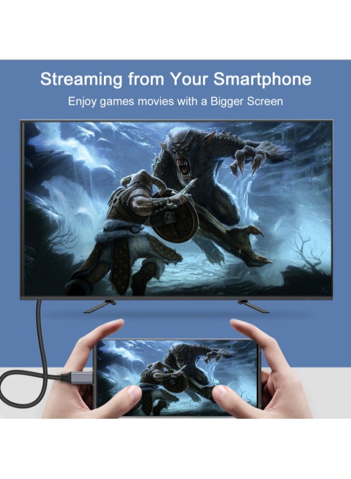 محول من النوع C إلى HDMI بطول 1.8 متر، كابل USB C إلى HDMI، متوافق مع التلفزيون، وسلسلة iPhone 15، وiPad 10/Pro/Air/Mini، وسلسلة Samsung S24/S23/Galaxy Z، وMacBook Pro، وDell XPS، وHuawei P60 Pro - Image 2