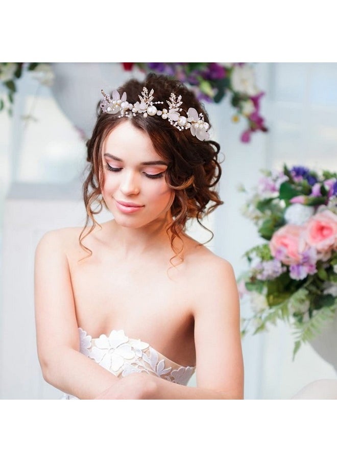 Didder - Flower Tiaras For Girls Flower Girl Headband Headpiece Tiaras For Women Flower Crown Tiaras And Crowns For Women Crystal Pearl Flower Tiara Hair Vine Wedding Hair Accessories For Bride - Image 1