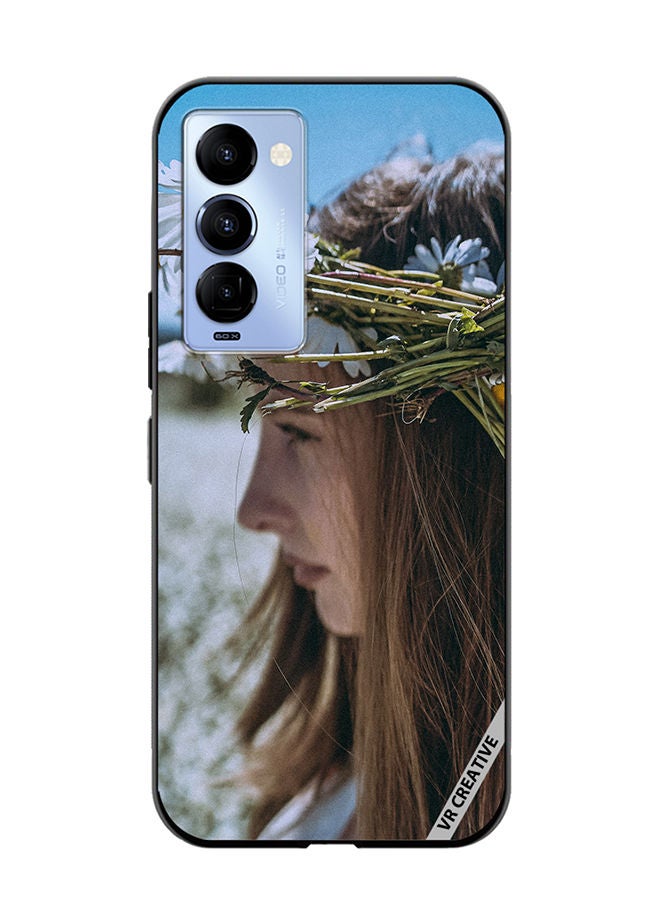 VR CREATIVE Protective Case Cover For Tecno Camon 18/18 P Girl With Flower Crown Design Multicolour - Image 1