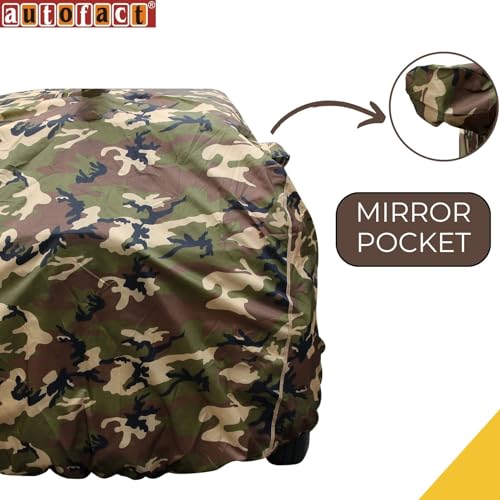 Autofact 100% Waterproof Car Body Cover Compatible with Renaults Kwid (2015 to 2020), with Mirror Pockets, 4 x 4 American Matty, Long Lasting Strong Durable Material, Camouflage Army Look - Image 4