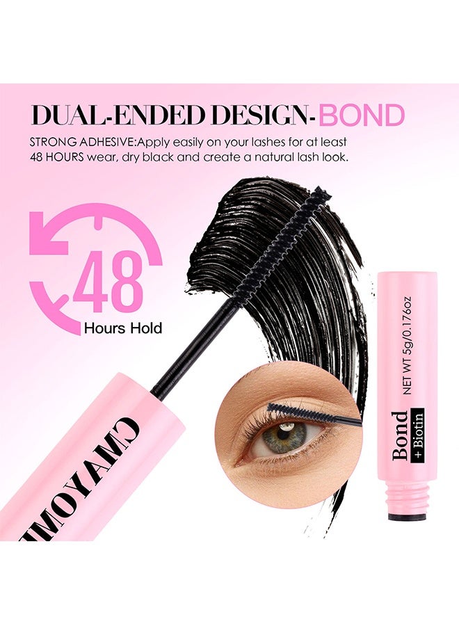 CMAYOME Cluster Bond & Seal Double-Headed Mascara Brush,Cluster Lashes Glue for DIY Eyelash Extensions, Individual Lash Glue for Clusters, Super Strong Hold No-Latex Waterproof Sealant Mascara Eyelash Extension Glue, Black Long-Lasting 48-72H - Image 2